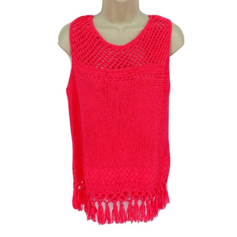 Lilly Pulitzer Womens Medium Limon Sleeveless Sweater Coral Reef Pink Shirt Top